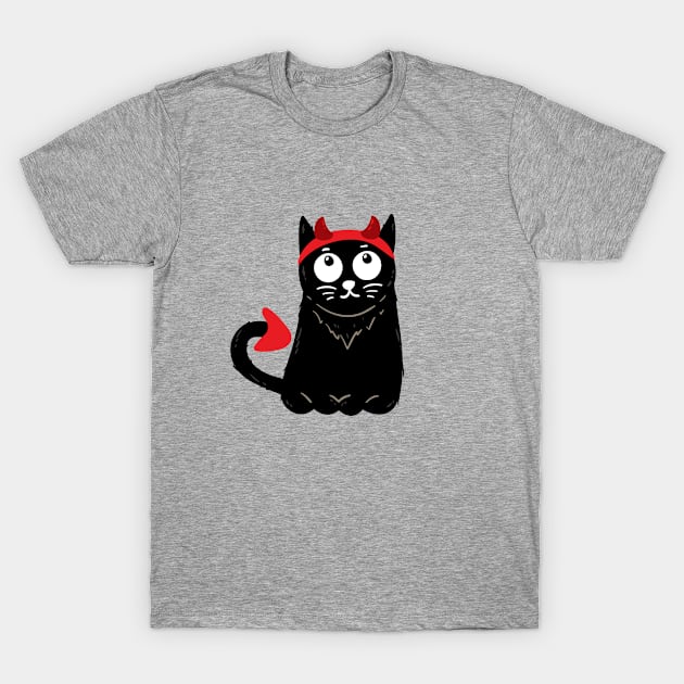 Halloween Black Cat Demon T-Shirt by AvocadoShop